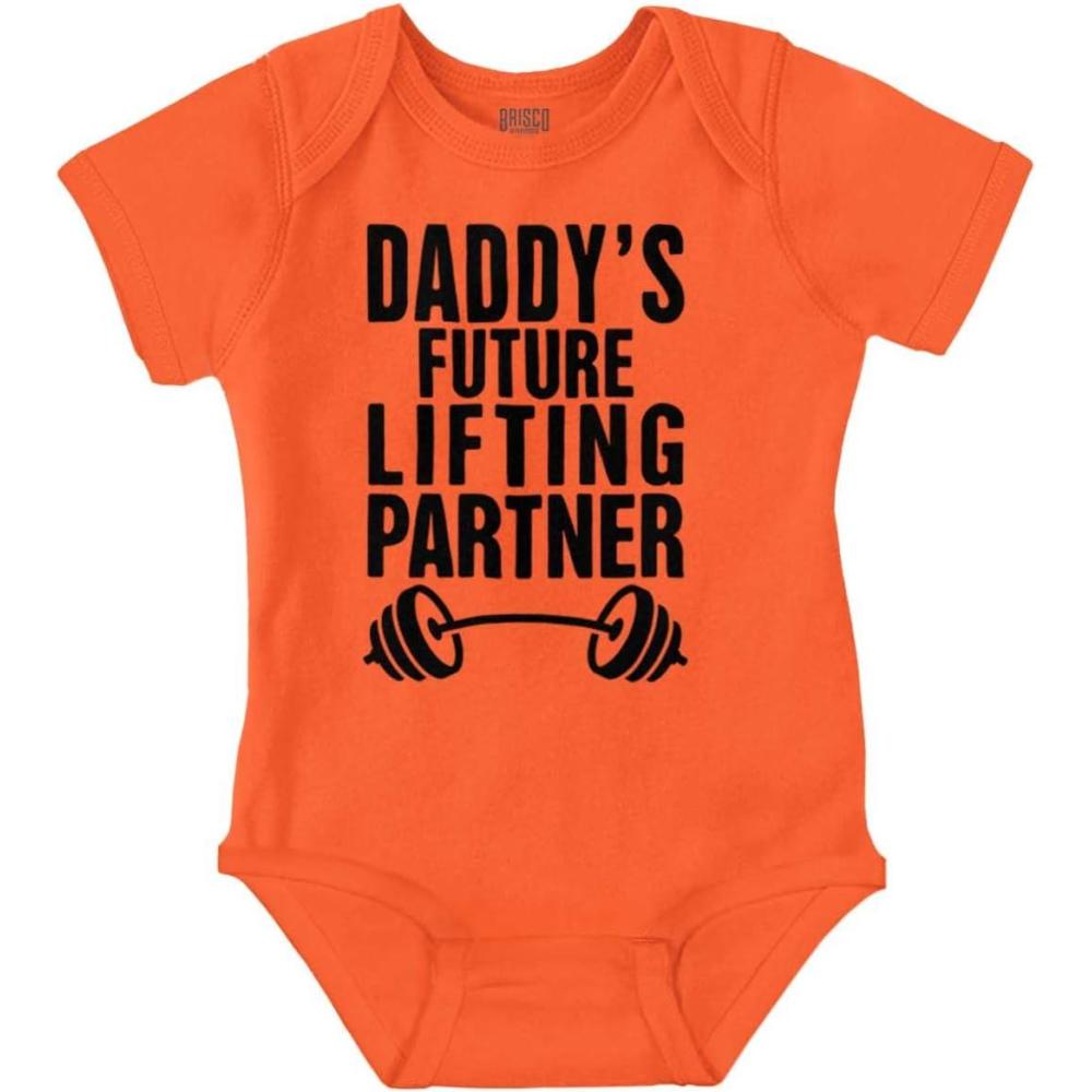 imageBrisco Brands Fathers Day Daddys Future Gym Partner Baby Bodysuit Jumper BoysOrange