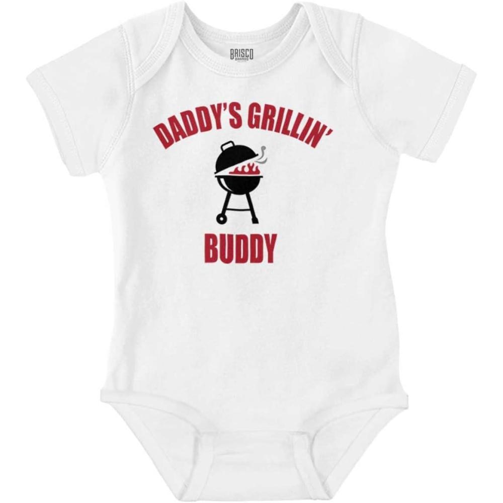 imageBrisco Brands Fathers Day Daddys Grilling Buddy Baby Romper Boys or GirlsWhite