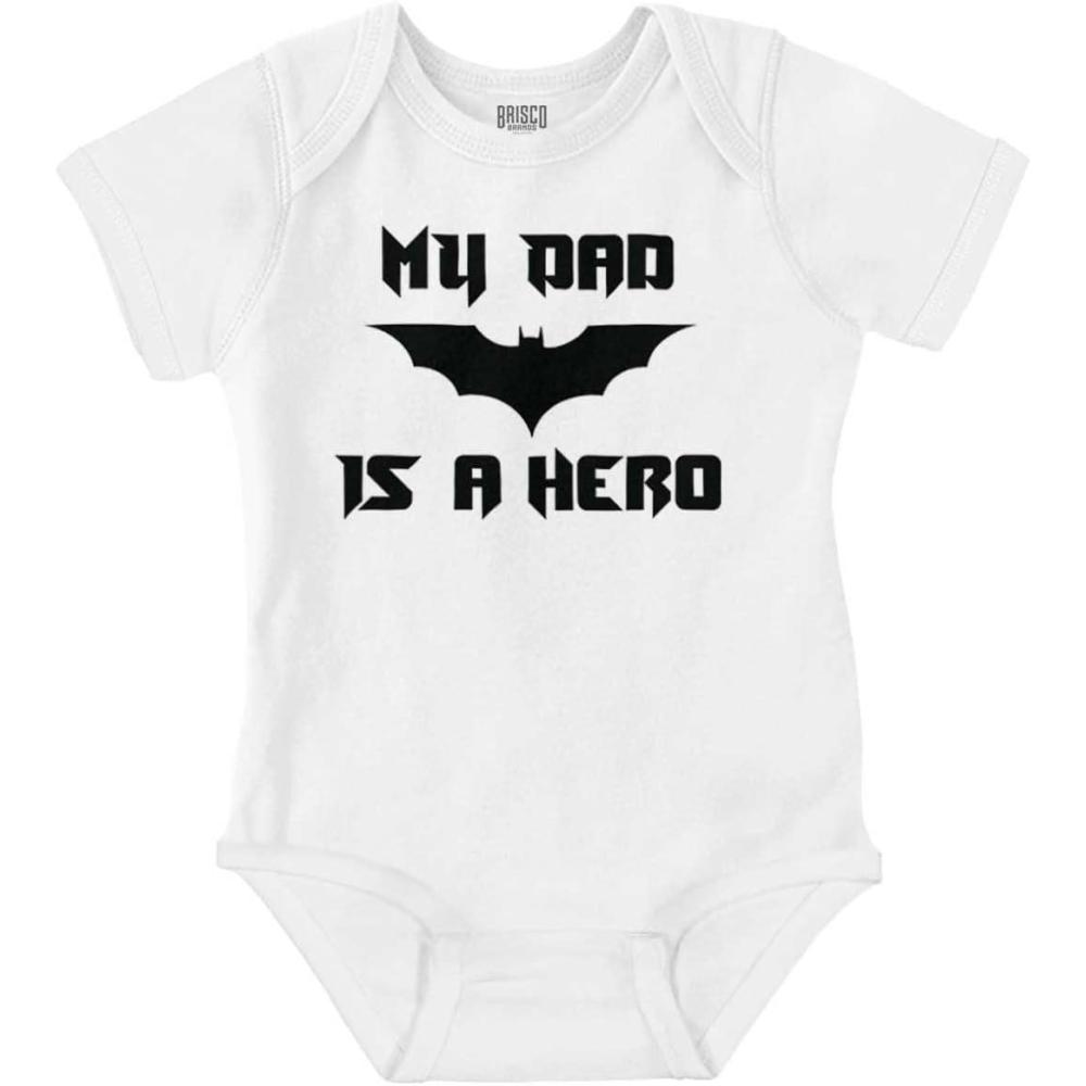 imageBrisco Brands Fathers Day My Dad is a Superhero Baby Romper Boys or GirlsWhite