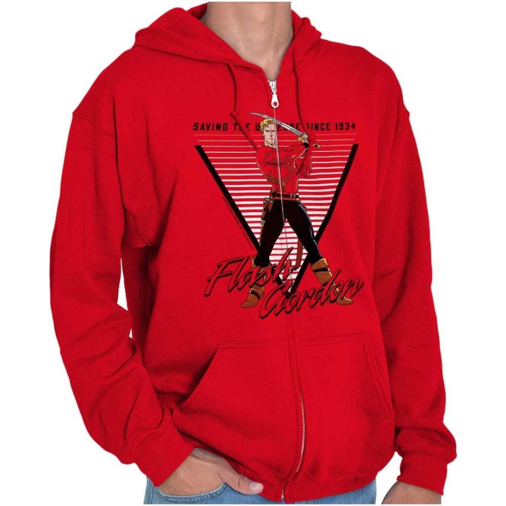 imageBrisco Brands Flash Gordon Comic Strip Superhero Zip Up Hoodie Mens WomensRed