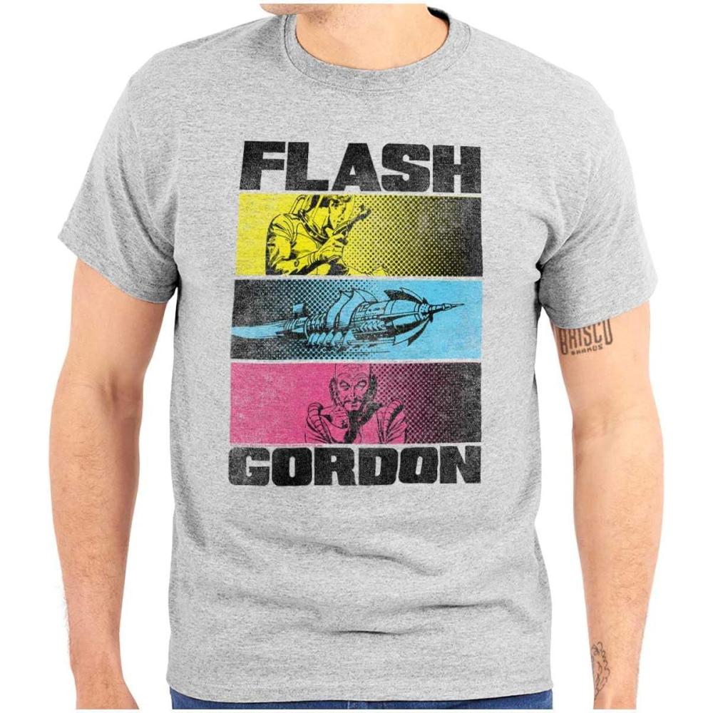 imageBrisco Brands Flash Gordon Retro Comics Superheroes Graphic T Shirt Men or WomenSport Grey