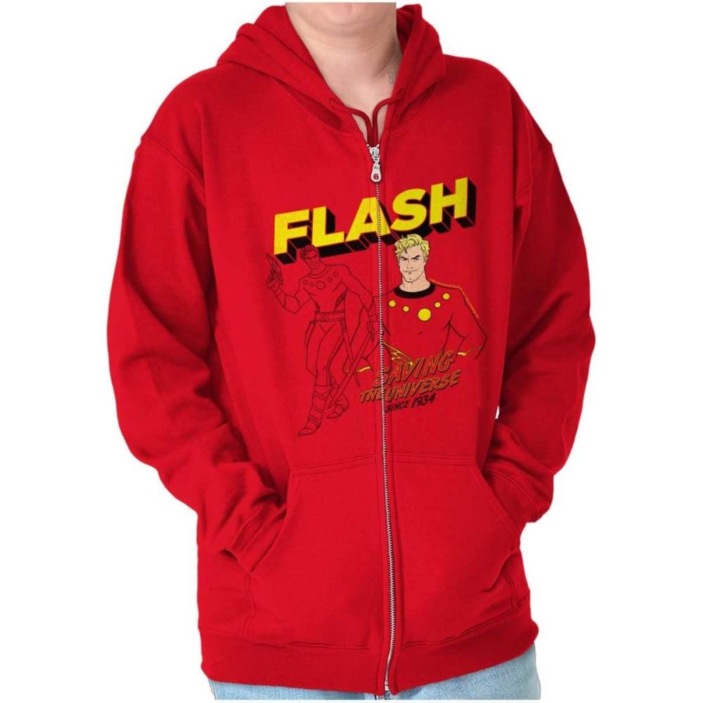 imageBrisco Brands Flash Gordon Superhero Comic Strip Zip Up Hoodie Mens WomensRed