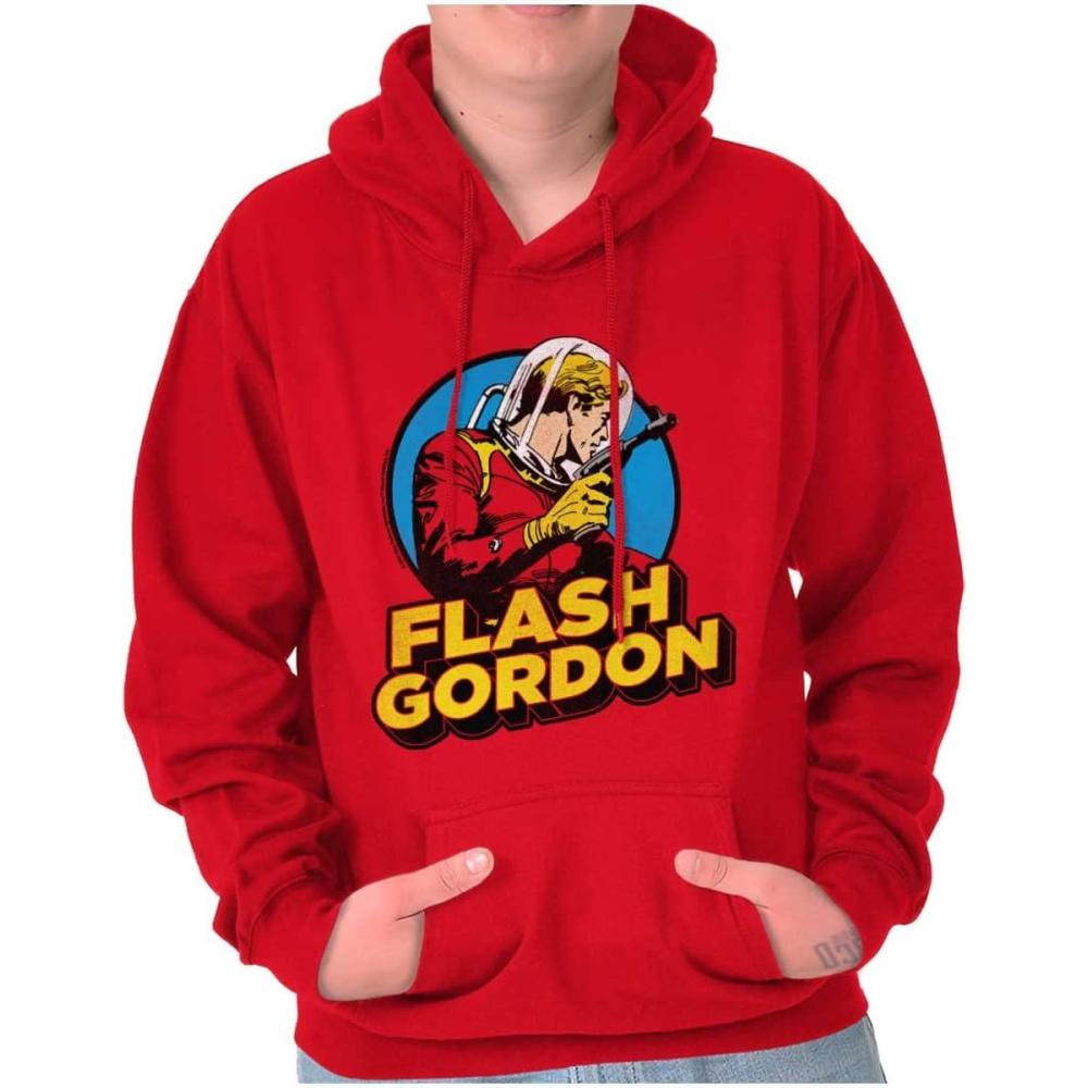 imageBrisco Brands Flash Gordon Vintage Space Comic Hero Hoodie Sweatshirt Women MenRed