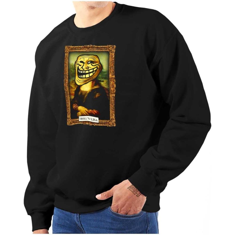 imageBrisco Brands Funny Classic Art Troll Face Meme Sweatshirt for Men or WomenBlack
