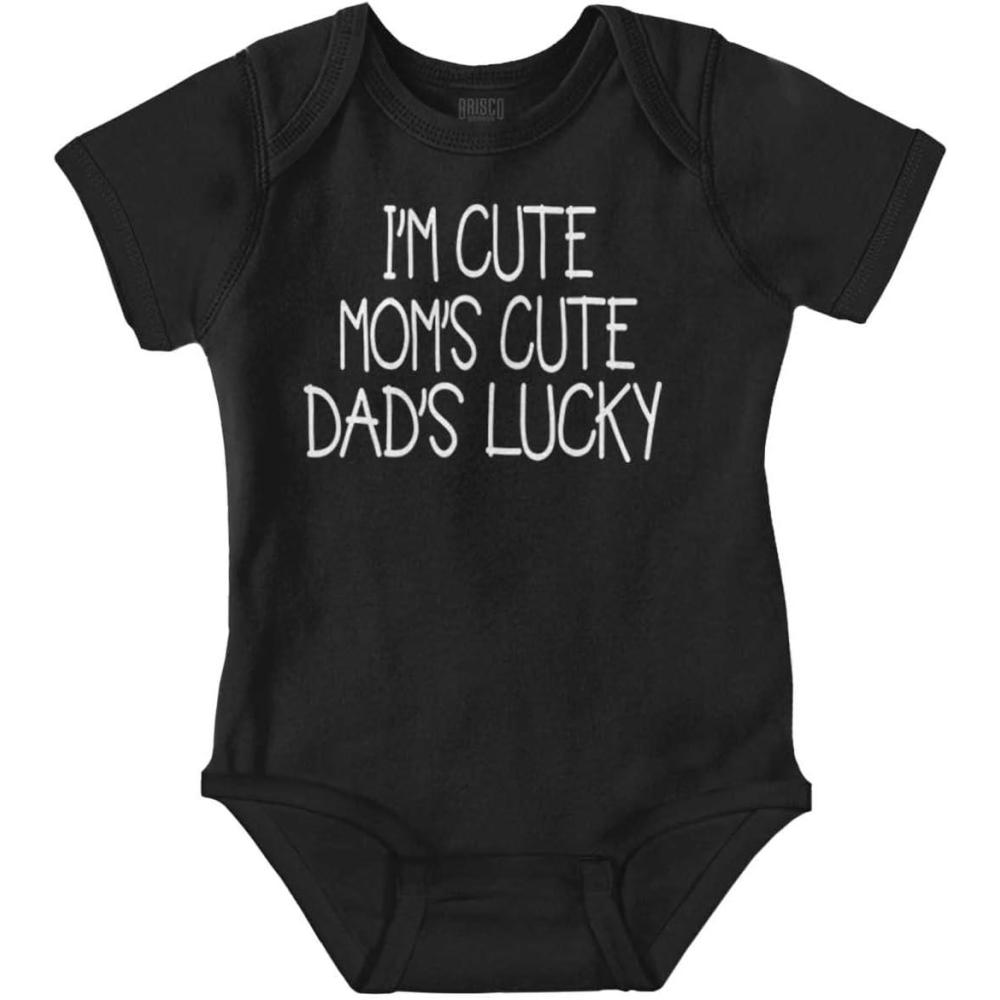 imageBrisco Brands Funny Im Cute Moms Cute Dads Lucky Baby Bodysuit Jumper GirlsBlack