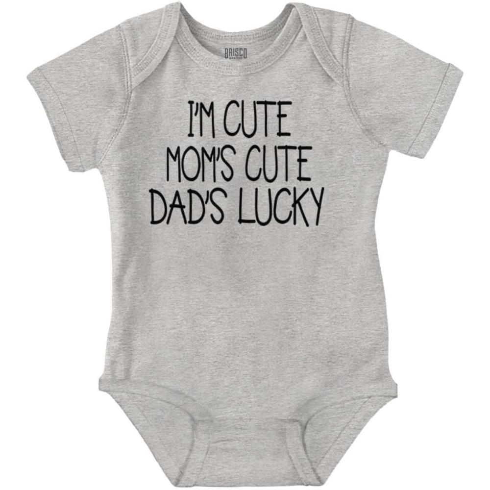 imageBrisco Brands Funny Im Cute Moms Cute Dads Lucky Baby Bodysuit Jumper GirlsHeather