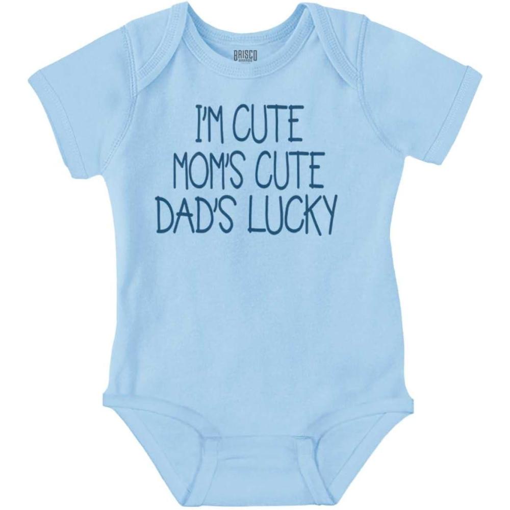 imageBrisco Brands Funny Im Cute Moms Cute Dads Lucky Baby Bodysuit Jumper GirlsLight Blue