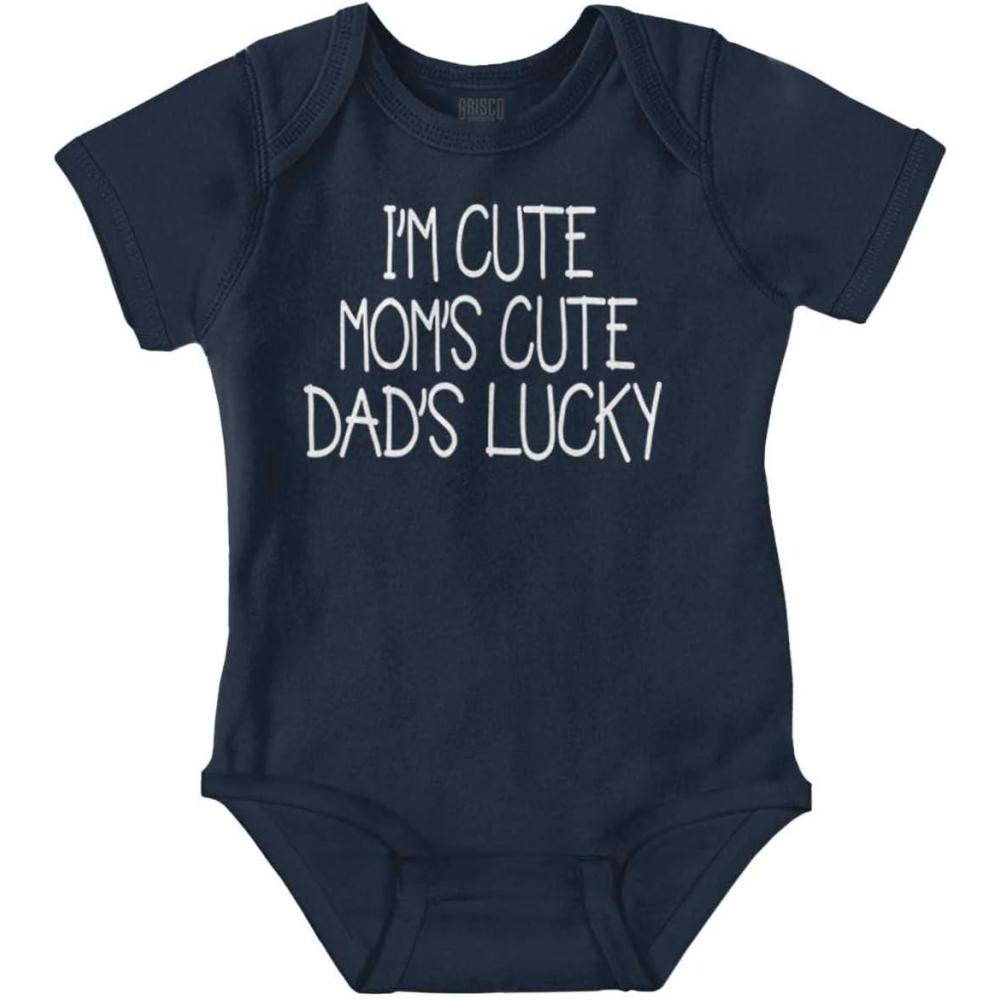imageBrisco Brands Funny Im Cute Moms Cute Dads Lucky Baby Bodysuit Jumper GirlsNavy