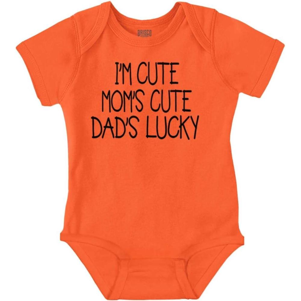 imageBrisco Brands Funny Im Cute Moms Cute Dads Lucky Baby Bodysuit Jumper GirlsOrange