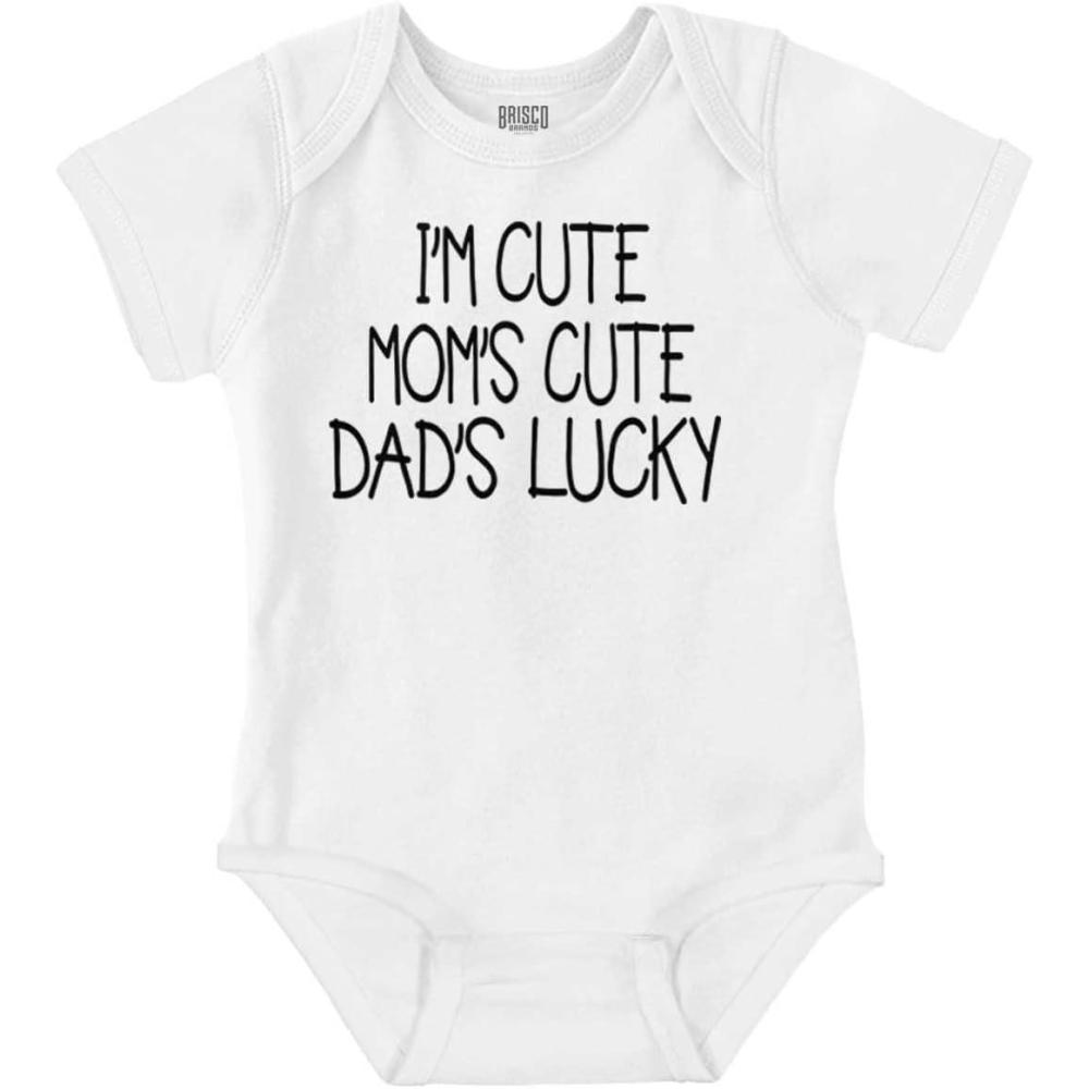 imageBrisco Brands Funny Im Cute Moms Cute Dads Lucky Baby Bodysuit Jumper GirlsWhite