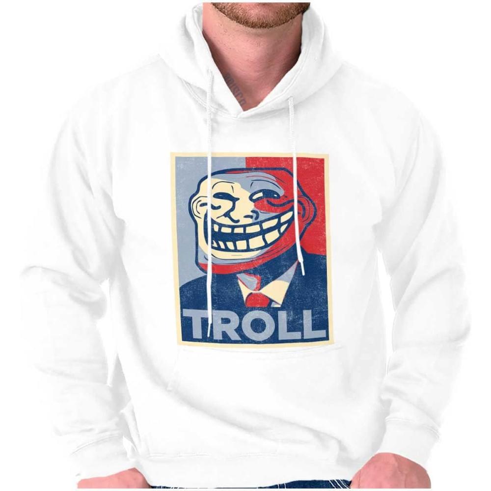 imageBrisco Brands Funny Presidential Troll Face Meme Hoodie Sweatshirt Women MenWhite