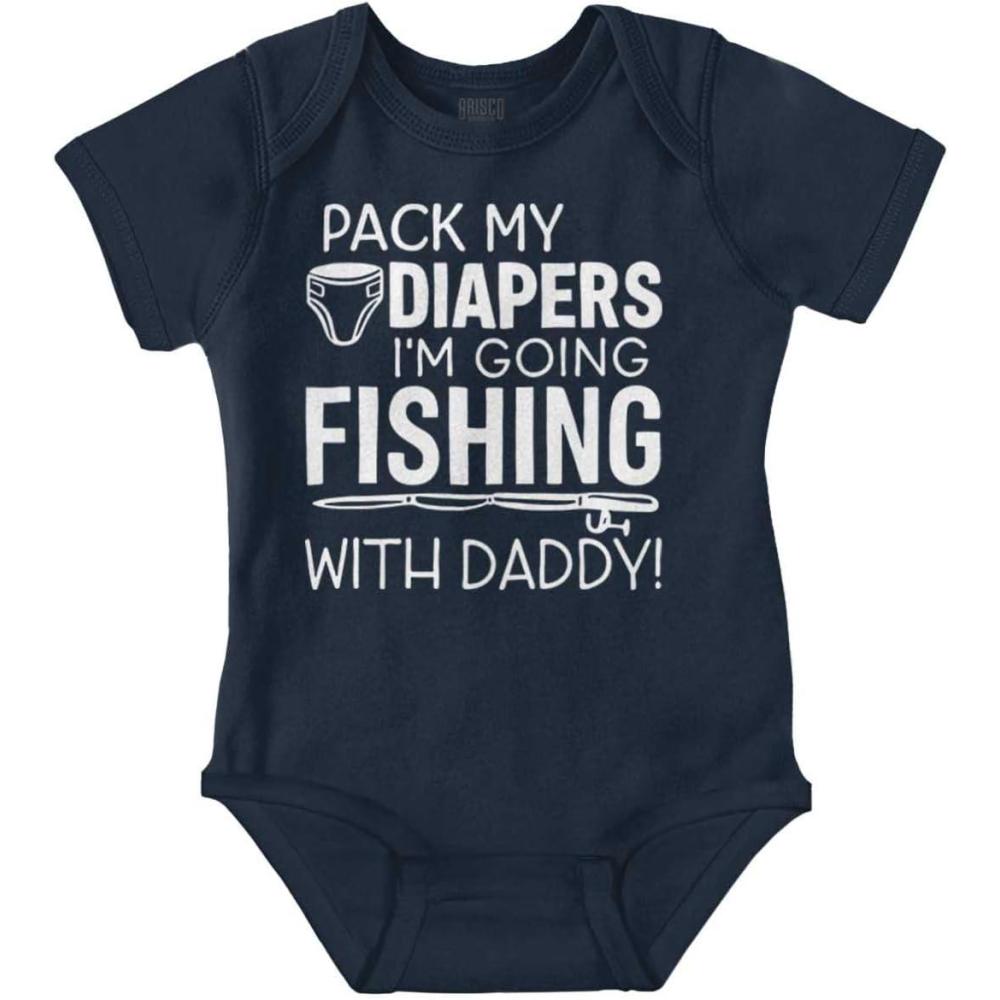 imageBrisco Brands Future Outdoor Buddy Fishing Hunting Baby Romper Boys or GirlsFishing With Daddy  Navy