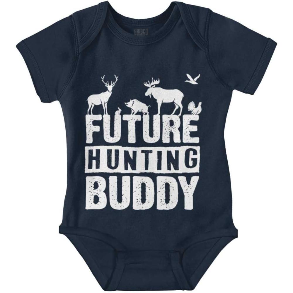imageBrisco Brands Future Outdoor Buddy Fishing Hunting Baby Romper Boys or GirlsHunting Buddy Navy