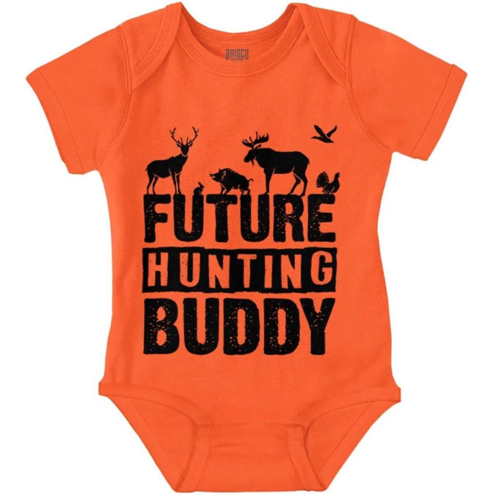 imageBrisco Brands Future Outdoor Buddy Fishing Hunting Baby Romper Boys or GirlsHunting Buddy Orange