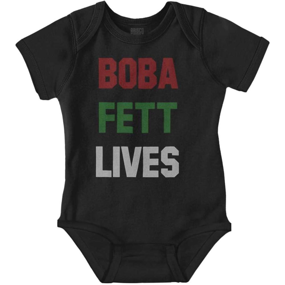 imageBrisco Brands Galactic Bounty Hunter Nerdy Geek Baby Romper Boys or GirlsBlack