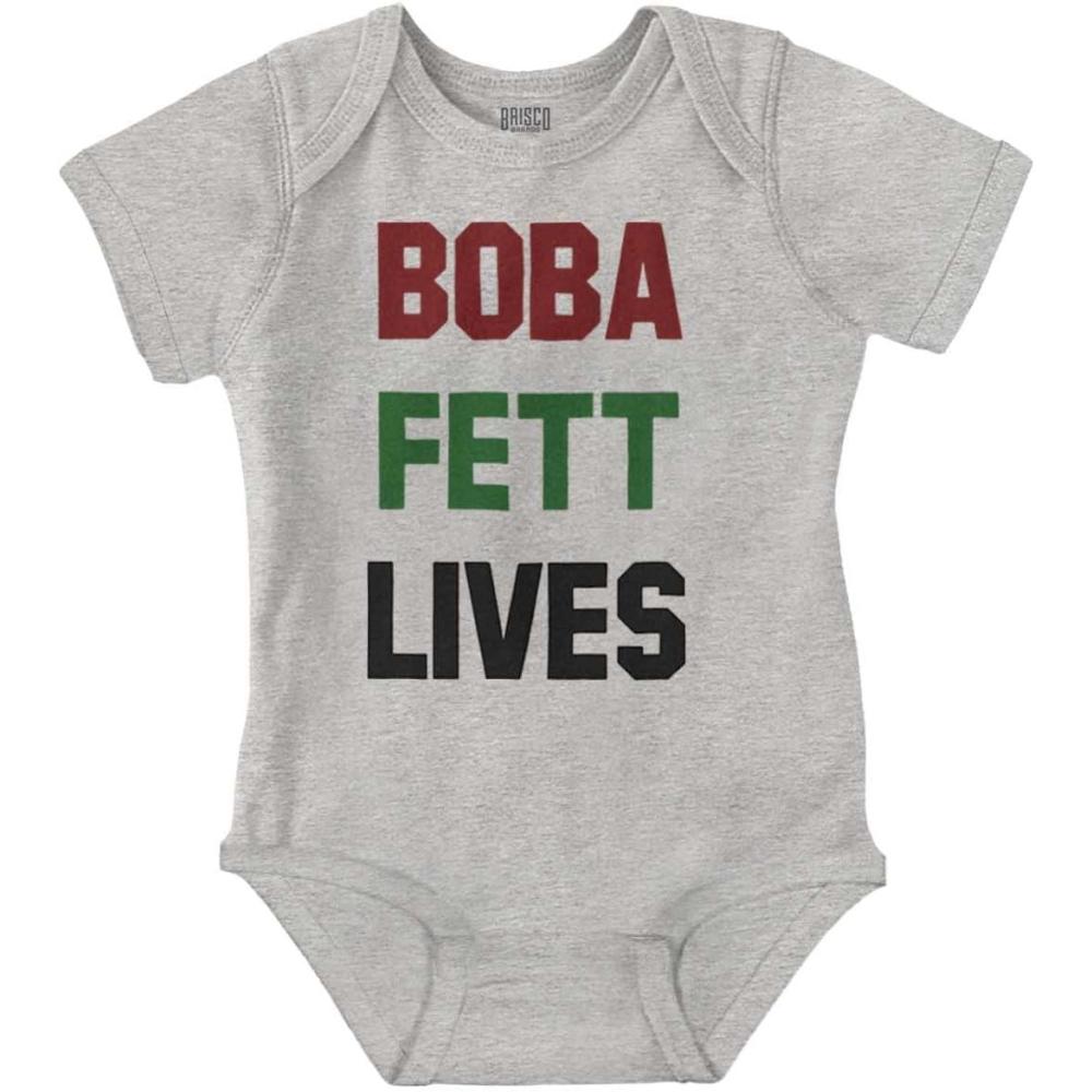 imageBrisco Brands Galactic Bounty Hunter Nerdy Geek Baby Romper Boys or GirlsHeather