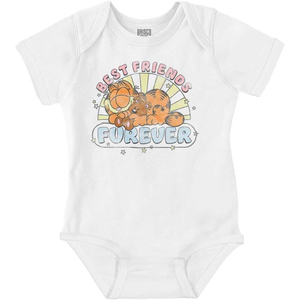 imageBrisco Brands Garfield Cartoon Best Friends Forever Baby Romper Boys or GirlsWhite