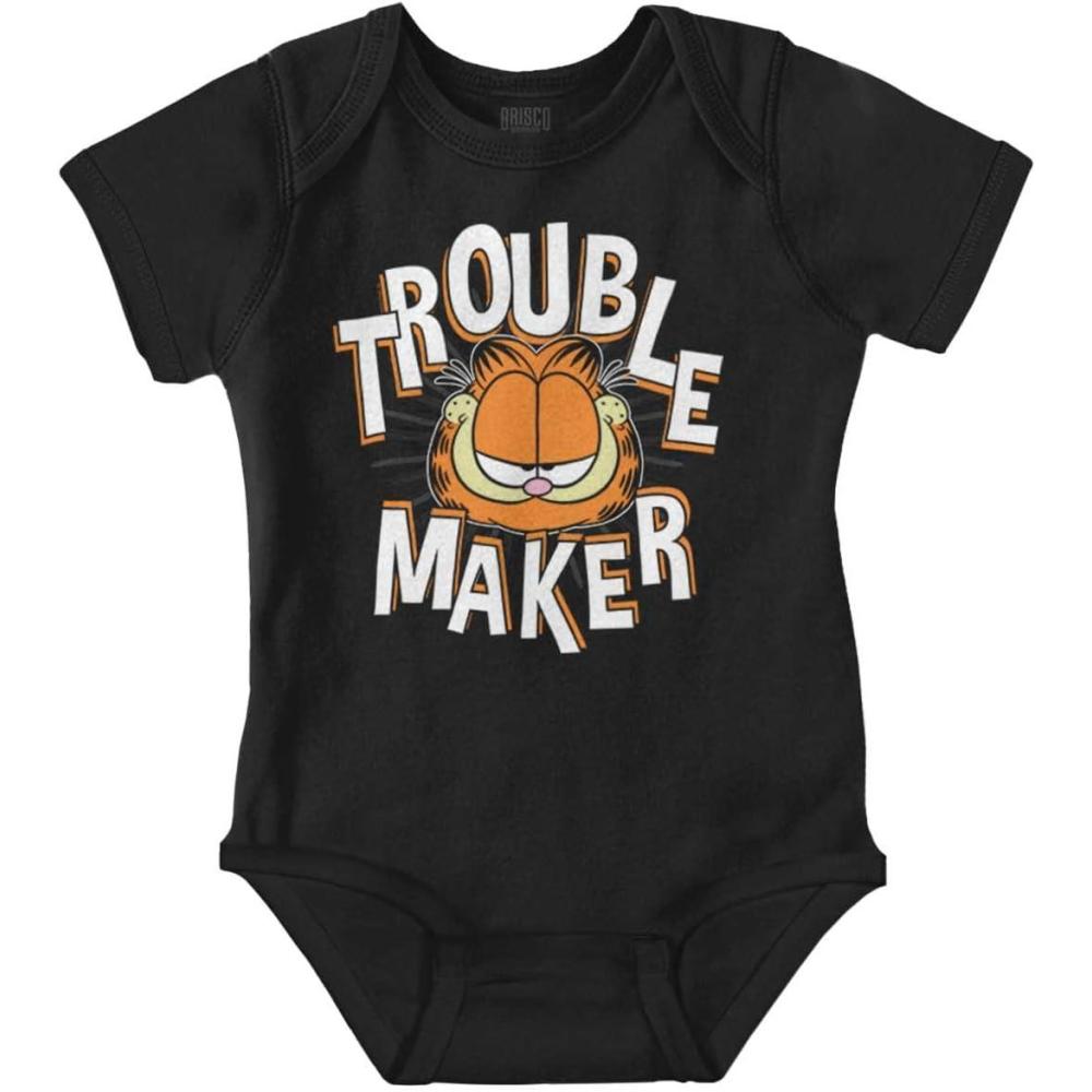 imageBrisco Brands Garfield Cartoon Funny Troublemaker Baby Romper Boys or GirlsBlack