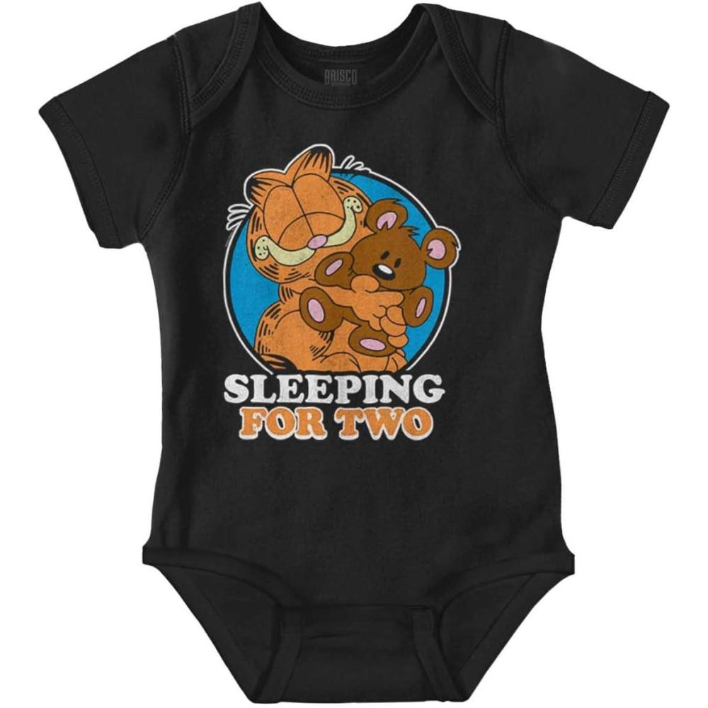 imageBrisco Brands Garfield Cartoon Sleeping For Two Baby Romper Boys or GirlsBlack