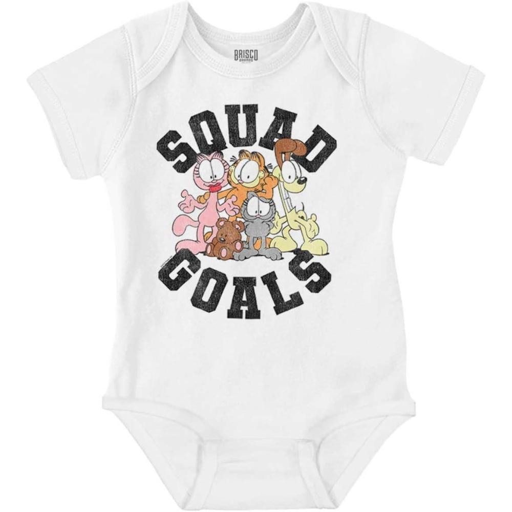 imageBrisco Brands Garfield Friends Cartoon Squad Goals Baby Romper Boys or GirlsWhite