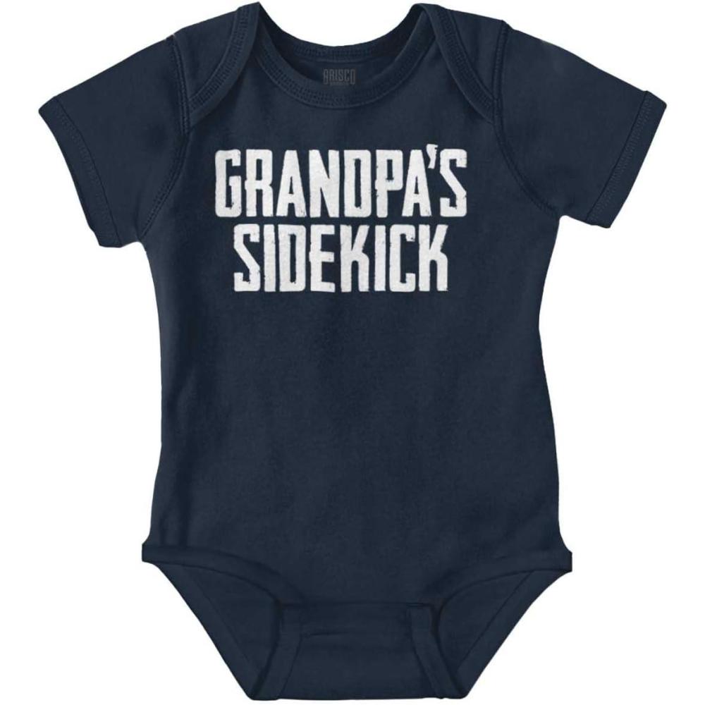 imageBrisco Brands Grandpa Sidekick Cute Funny Grandkids Baby Romper Boys or GirlsNavy
