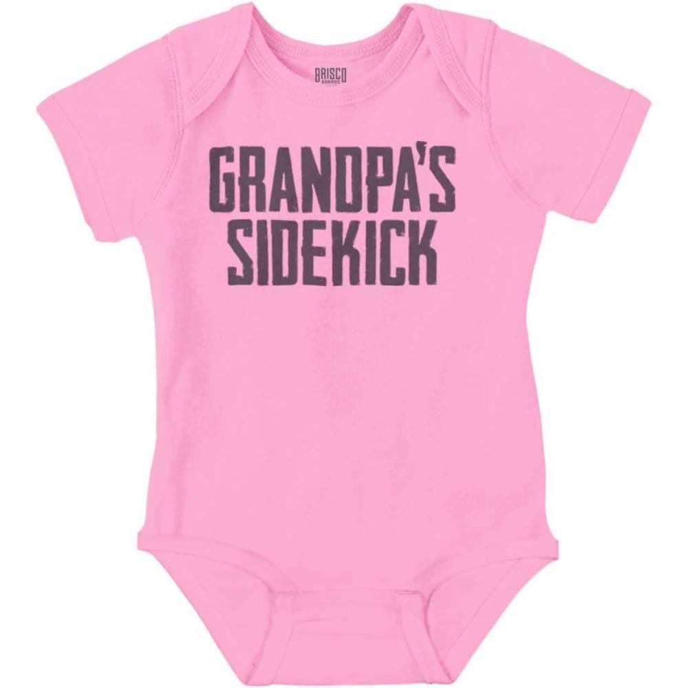 imageBrisco Brands Grandpa Sidekick Cute Funny Grandkids Baby Romper Boys or GirlsPink