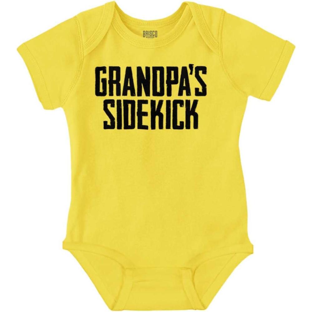imageBrisco Brands Grandpa Sidekick Cute Funny Grandkids Baby Romper Boys or GirlsZest