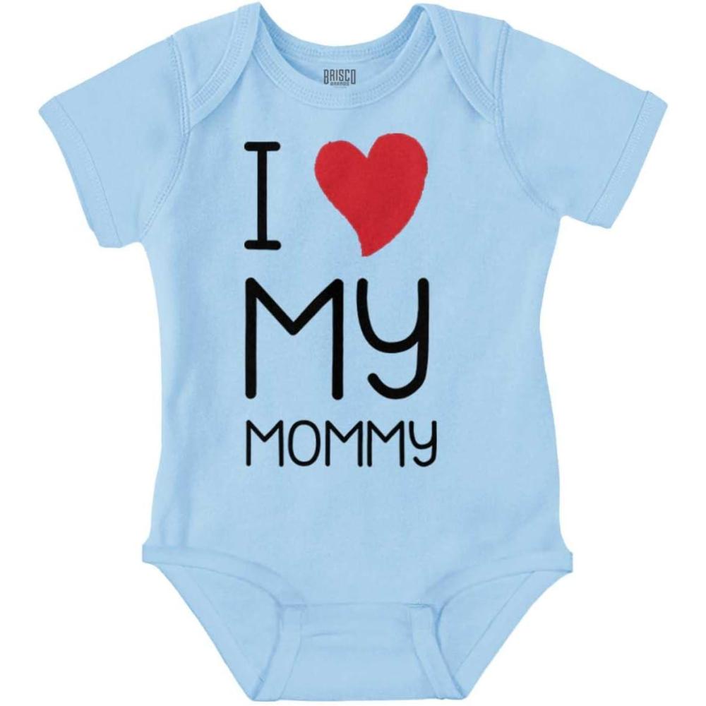 imageBrisco Brands I Heart My Mommy Love Baby Romper Boys or GirlsLight Blue