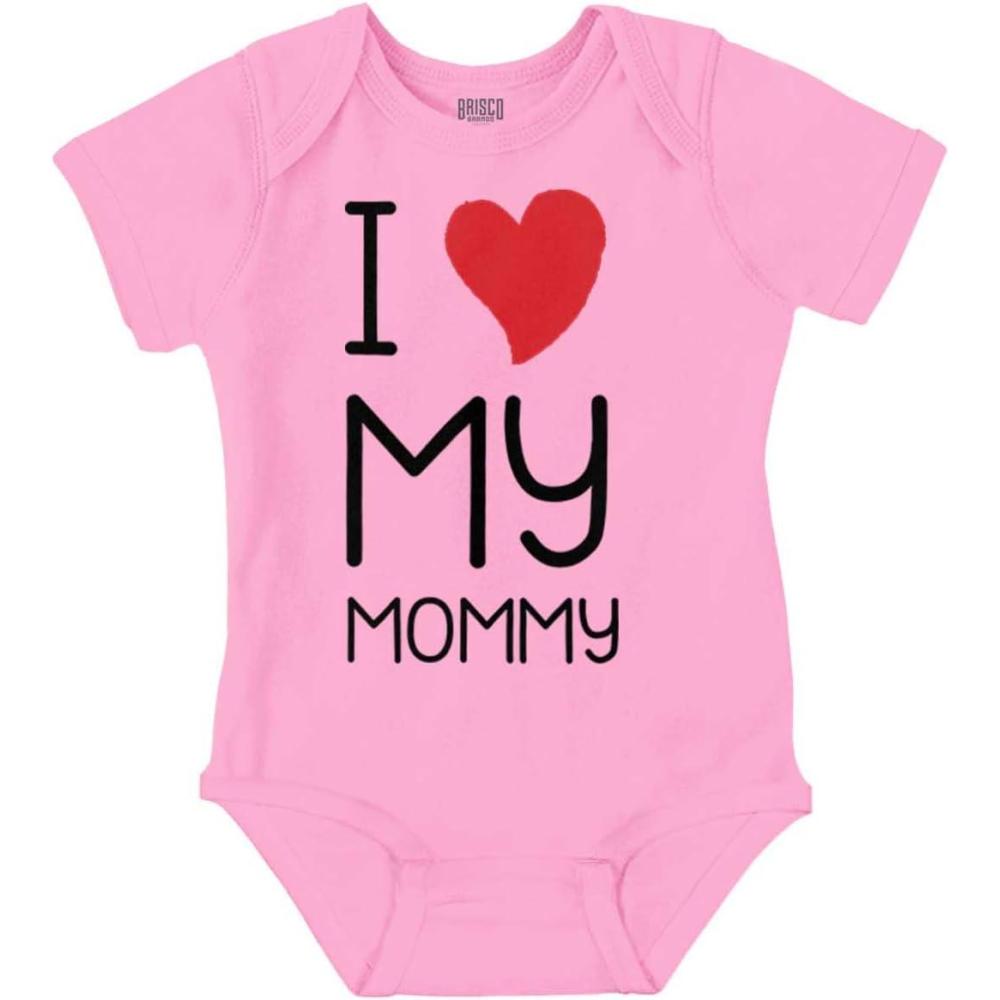 imageBrisco Brands I Heart My Mommy Love Baby Romper Boys or GirlsPink