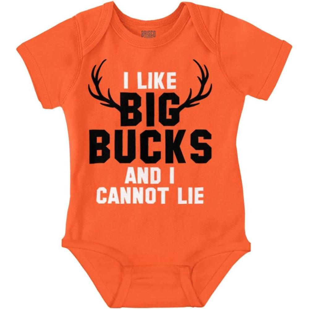 imageBrisco Brands I Like Big Bucks Funny Hunting Baby Bodysuit Jumper BoysOrange