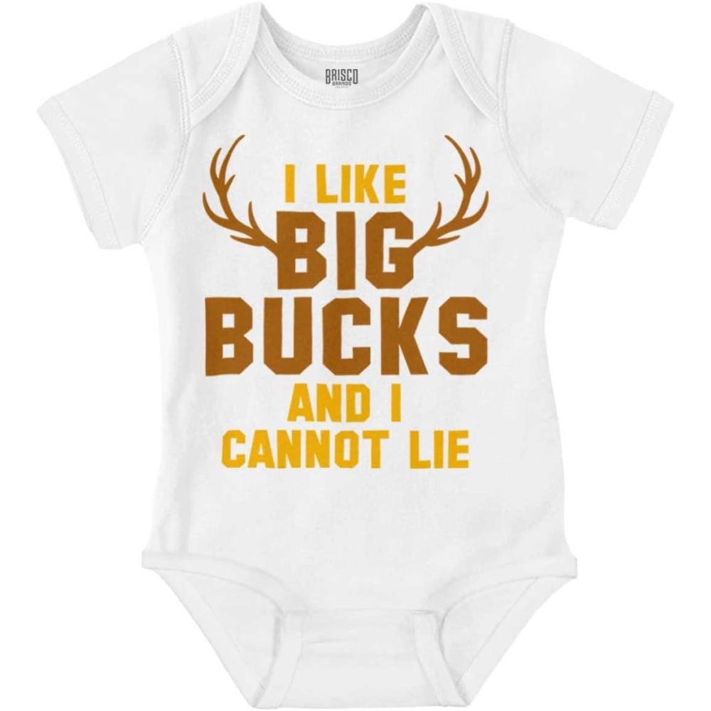 imageBrisco Brands I Like Big Bucks Funny Hunting Baby Bodysuit Jumper BoysWhite
