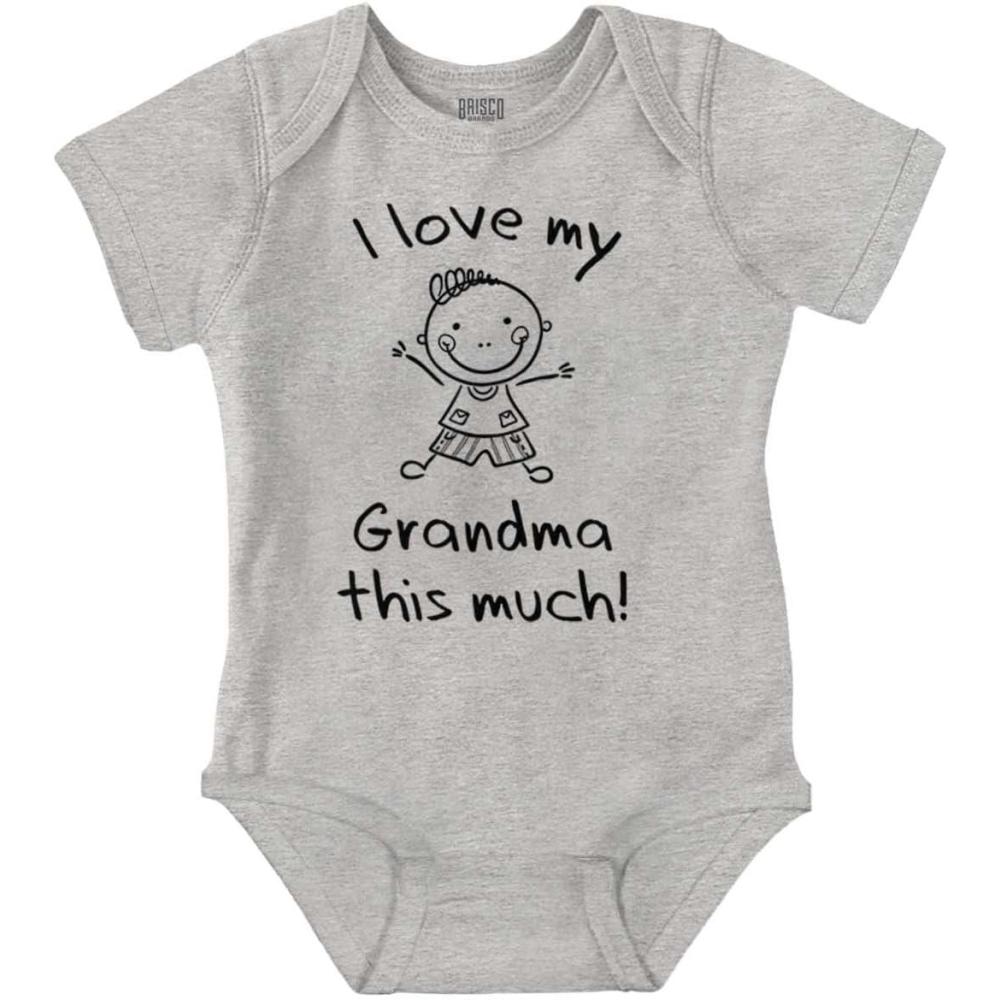 imageBrisco Brands I Love My Grandma This Much Cute Baby Romper Boys or GirlsHeather