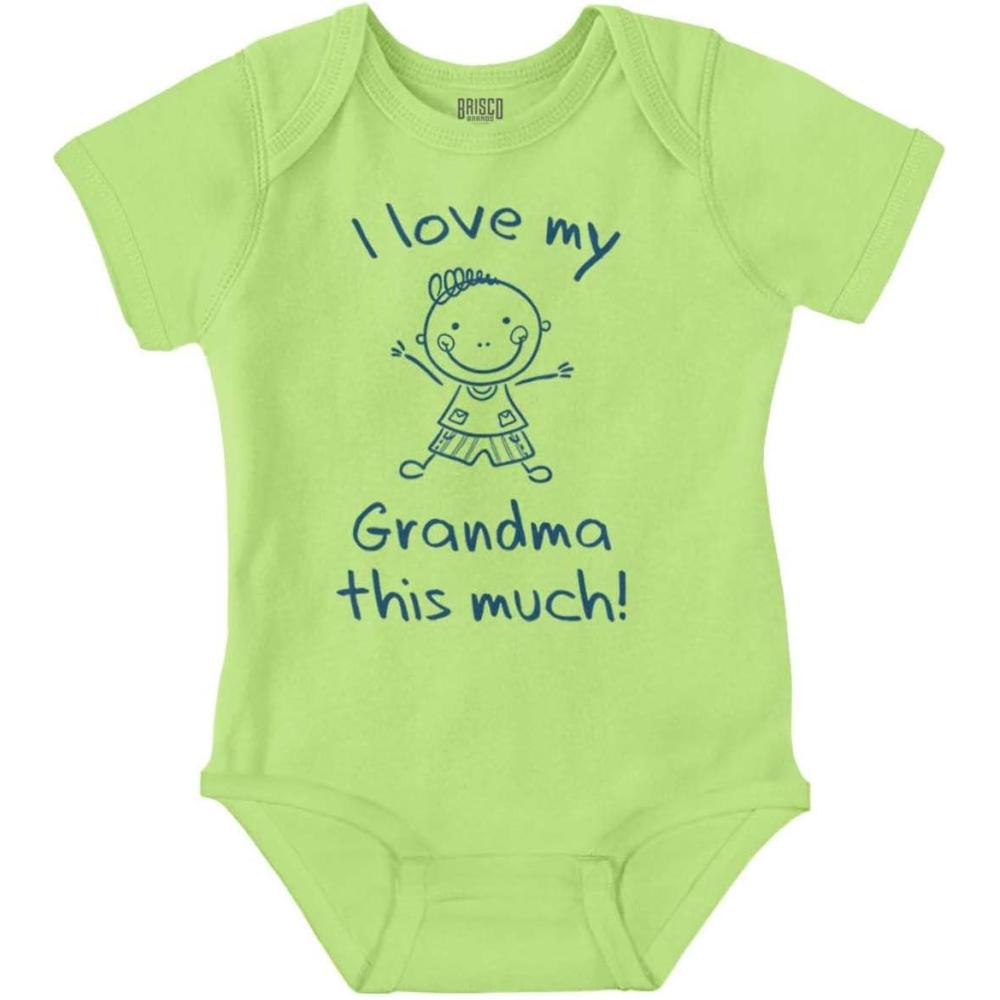 imageBrisco Brands I Love My Grandma This Much Cute Baby Romper Boys or GirlsKey Lime