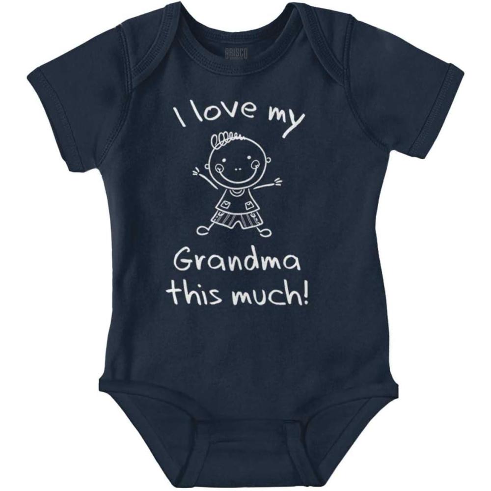 imageBrisco Brands I Love My Grandma This Much Cute Baby Romper Boys or GirlsNavy