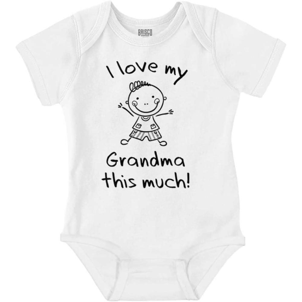 imageBrisco Brands I Love My Grandma This Much Cute Baby Romper Boys or GirlsWhite