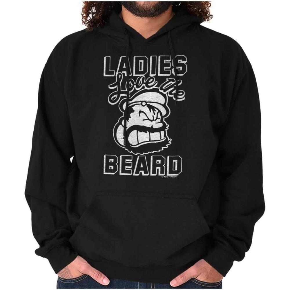 imageBrisco Brands Ladies Love Beards Funny Popeye Bluto Hoodie Hooded Sweatshirt MenBlack