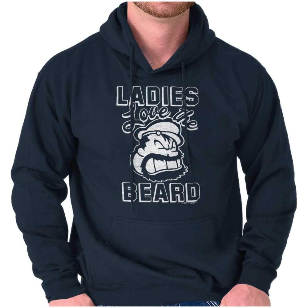 imageBrisco Brands Ladies Love Beards Funny Popeye Bluto Hoodie Hooded Sweatshirt MenNavy