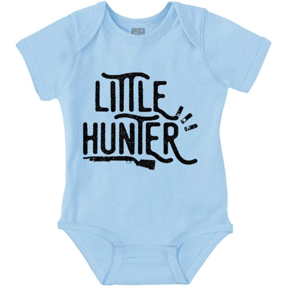 imageBrisco Brands Little Hunter Cute Kiddos Hunting Baby Romper Boys or GirlsLight Blue
