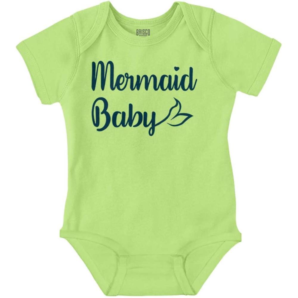 imageBrisco Brands Mermaid Baby Ocean Sea Princess Baby Bodysuit Jumper GirlsKey Lime