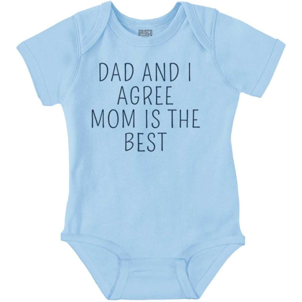 imageBrisco Brands Mom is the Best Cute Adorable Baby Romper Boys or GirlsLight Blue