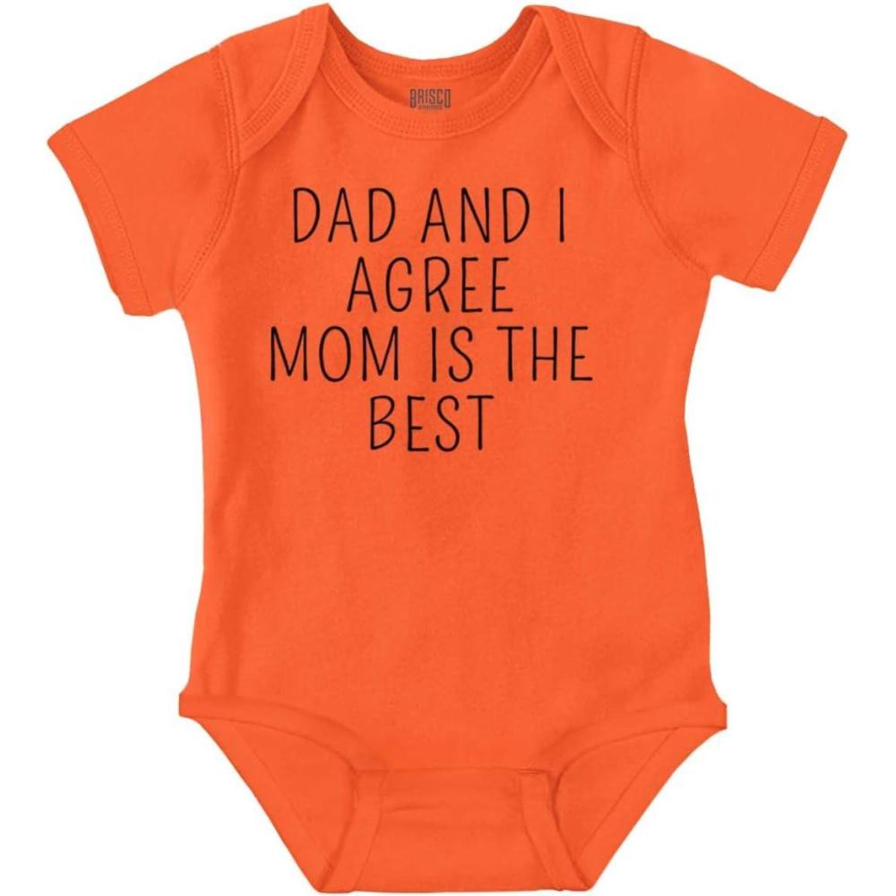 imageBrisco Brands Mom is the Best Cute Adorable Baby Romper Boys or GirlsOrange