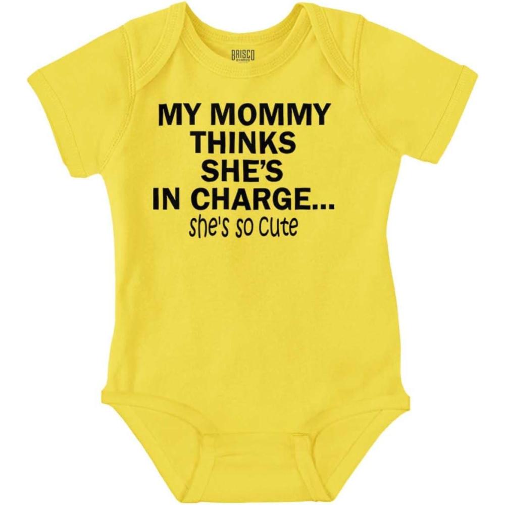 imageBrisco Brands Mommy Thinks Shes in Charge Funny Baby Romper Boys or GirlsZest