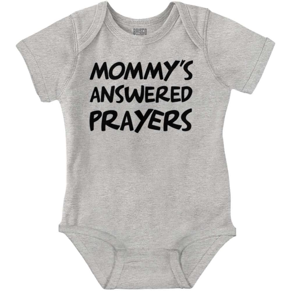 imageBrisco Brands Mommys Answered Prayer Religious Baby Romper Boys or GirlsHeather