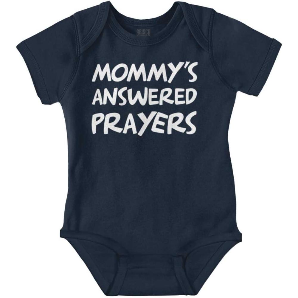 imageBrisco Brands Mommys Answered Prayer Religious Baby Romper Boys or GirlsNavy