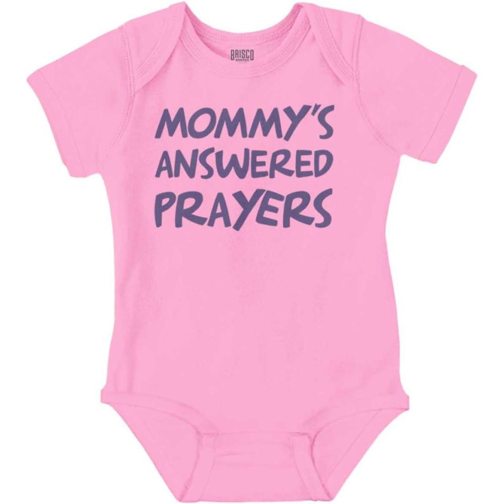 imageBrisco Brands Mommys Answered Prayer Religious Baby Romper Boys or GirlsPink
