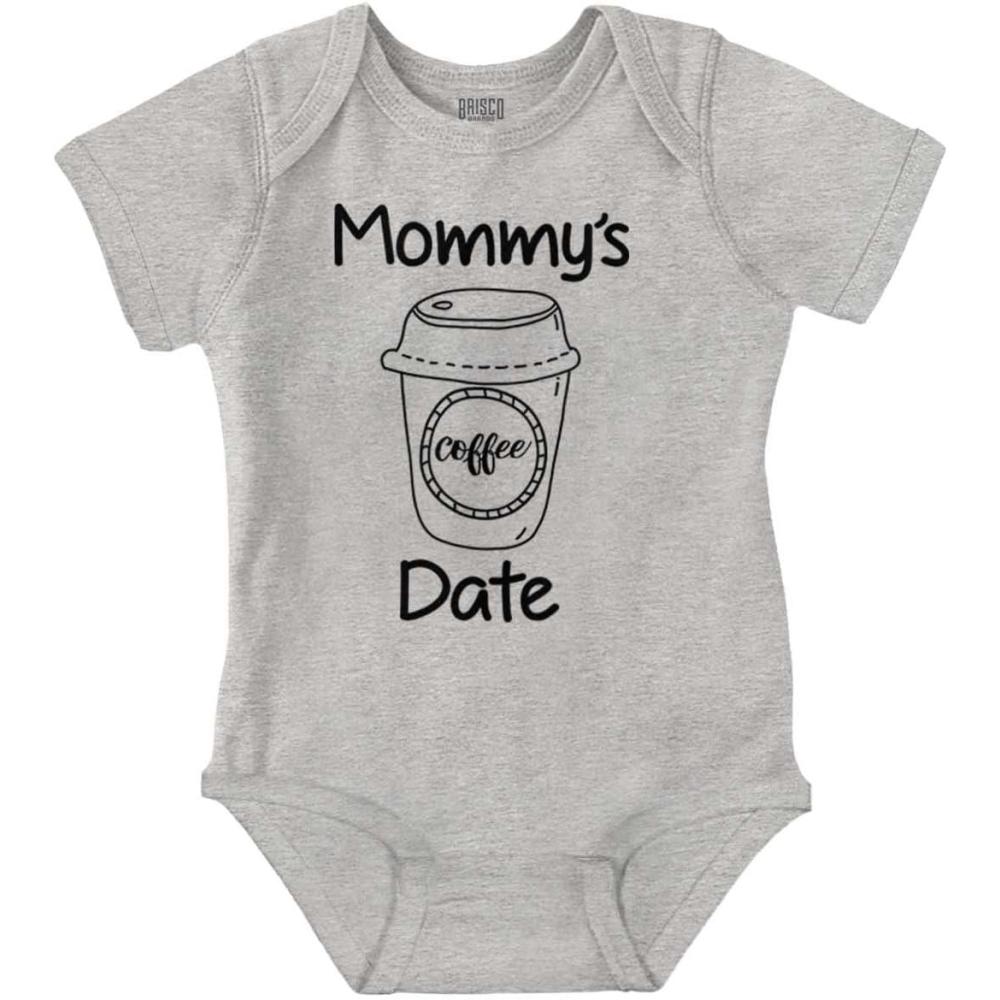 imageBrisco Brands Mommys Coffee Date Cute Adorable Baby Romper Boys or GirlsHeather