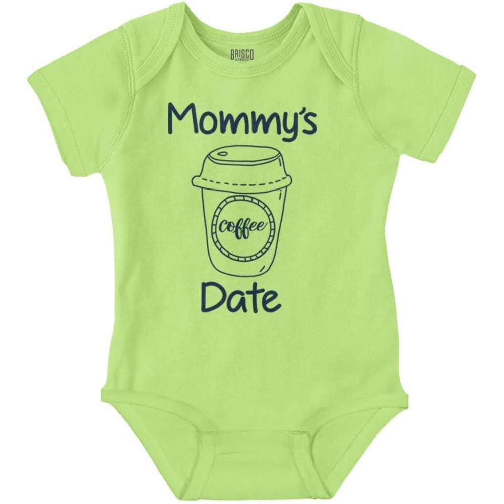 imageBrisco Brands Mommys Coffee Date Cute Adorable Baby Romper Boys or GirlsKey Lime