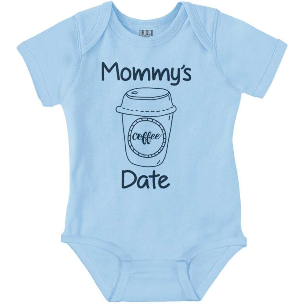 imageBrisco Brands Mommys Coffee Date Cute Adorable Baby Romper Boys or GirlsLight Blue