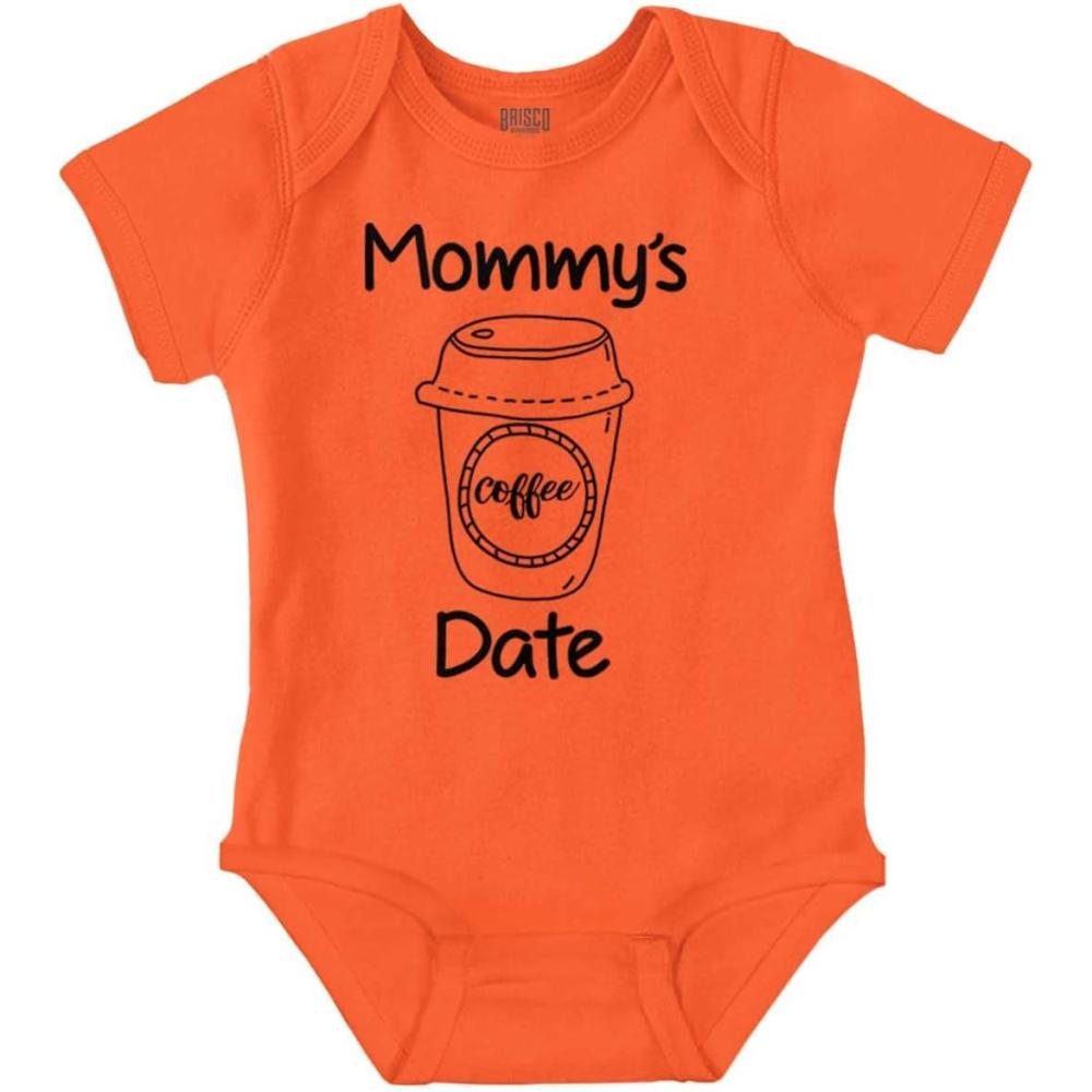 imageBrisco Brands Mommys Coffee Date Cute Adorable Baby Romper Boys or GirlsOrange