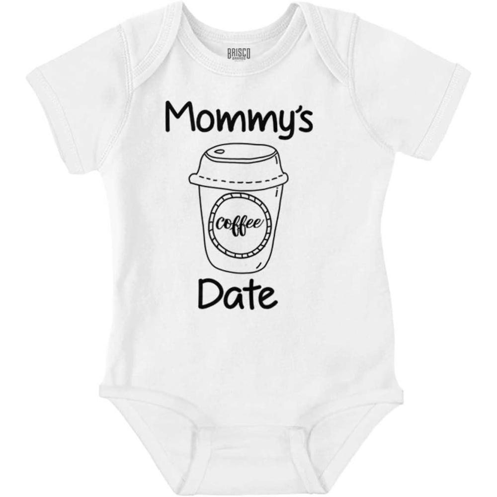imageBrisco Brands Mommys Coffee Date Cute Adorable Baby Romper Boys or GirlsWhite